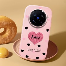 HONTINGA Vivo X200 Pro ile Uyumlu Kılıfı Kamera Korumalı Düşüme Önleyici Basitlik Pembe Yumuşak Silikon Telefon Kılıfı Kalp Desenli K4-0228