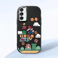 HONTINGA Samsung Galaxy M15 ile Uyumlu Kılıfı Kamera Korumalı Düşüme Önleyici Basitlik Siyah Yumuşak Silikon Telefon Kılıfı Mario Desenli K4-0181