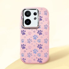 HONTINGA Vivo X200 Fe ile Uyumlu Kılıfı Kamera Korumalı Düşüme Önleyici Basitlik Pembe Yumuşak Silikon Telefon Kılıfı Kedi Desenli K4-0184