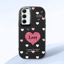HONTINGA Samsung Galaxy A35 ile Uyumlu Kılıfı Kamera Korumalı Düşüme Önleyici Basitlik Siyah Yumuşak Silikon Telefon Kılıfı Kalp Desenli K4-0228