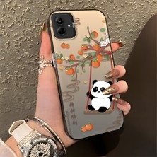 HONTINGA Samsung Galaxy A04E ile Uyumlu Kılıfı Silikon Kenar Sert Arka Düşüme Önleyici Basitlik Anti Düşme Kamera Korumali Kedi Panda Telefon Kılıfı Kadın ve Erkek Için Uygundur K1-0846