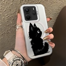HONTINGA Xiaomi Redmi Note 14 4g ile Uyumlu Kılıfı Silikon Kenar Sert Arka Düşüme Önleyici Basitlik Anti Düşme Kamera Korumali Kedi Desen Telefon Kılıfı Kadın ve Erkek Için Uygundur K1-0850