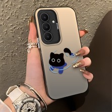 HONTINGA Samsung Galaxy S25 Fe ile Uyumlu Kılıfı Silikon Kenar Sert Arka Düşüme Önleyici Basitlik Anti Düşme Kamera Korumali Kedi Desen Telefon Kılıfı Kadın ve Erkek Için Uygundur K1-0845