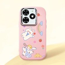 HONTINGA Tecno Spark 20 ile Uyumlu Kılıfı Kamera Korumalı Düşüme Önleyici Basitlik Pembe Yumuşak Silikon Telefon Kılıfı Kalp Desenli K4-0183
