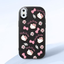 HONTINGA iPhone Xs ile Uyumlu Kılıfı Kamera Korumalı Düşüme Önleyici Basitlik Siyah Yumuşak Silikon Telefon Kılıfı Hello Kitty Desenli K4-0182