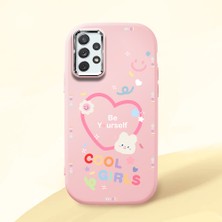 HONTINGA Samsung Galaxy A72 ile Uyumlu Kılıfı Kamera Korumalı Düşüme Önleyici Basitlik Pembe Yumuşak Silikon Telefon Kılıfı Kalp Desenli K4-0226
