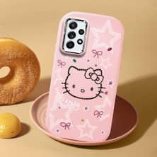 HONTINGA Samsung Galaxy A52 ile Uyumlu Kılıfı Kamera Korumalı Düşüme Önleyici Basitlik Pembe Yumuşak Silikon Telefon Kılıfı Hello Kitty Desenli K4-0227