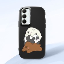 HONTINGA Samsung Galaxy A35 ile Uyumlu Kılıfı Kamera Korumalı Düşüme Önleyici Basitlik Siyah Yumuşak Silikon Telefon Kılıfı Ayı Desenli K4-0225