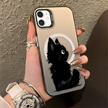 HONTINGA iPhone 12 Mini ile Uyumlu Kılıfı Silikon Kenar Sert Arka Düşüme Önleyici Basitlik Anti Düşme Kamera Korumali Kedi Desen Telefon Kılıfı Kadın ve Erkek Için Uygundur K1-0850