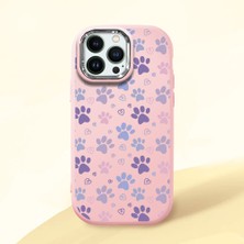 HONTINGA iPhone 13 Pro ile Uyumlu Kılıfı Kamera Korumalı Düşüme Önleyici Basitlik Pembe Yumuşak Silikon Telefon Kılıfı Kedi Desenli K4-0184
