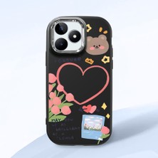 HONTINGA Realme C53 ile Uyumlu Kılıfı Kamera Korumalı Düşüme Önleyici Basitlik Siyah Yumuşak Silikon Telefon Kılıfı Kalp Desenli K4-0183