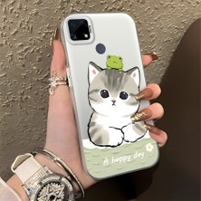 HONTINGA Realme C15 ile Uyumlu Kılıfı Silikon Kenar Sert Arka Düşüme Önleyici Basitlik Anti Düşme Kamera Korumali Kedi Desen Telefon Kılıfı Kadın ve Erkek Için Uygundur K1-0852