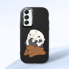 HONTINGA Samsung Galaxy A16 ile Uyumlu Kılıfı Kamera Korumalı Düşüme Önleyici Basitlik Siyah Yumuşak Silikon Telefon Kılıfı Ayı Desenli K4-0225