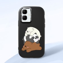 HONTINGA Infinix Smart 10 ile Uyumlu Kılıfı Kamera Korumalı Düşüme Önleyici Basitlik Siyah Yumuşak Silikon Telefon Kılıfı Ayı Desenli K4-0225