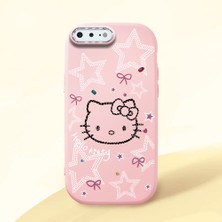 HONTINGA iPhone 7 Plus ile Uyumlu Kılıfı Kamera Korumalı Düşüme Önleyici Basitlik Pembe Yumuşak Silikon Telefon Kılıfı Hello Kitty Desenli K4-0227