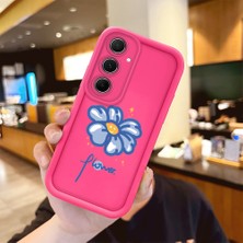 HONTINGA Samsung Galaxy A55 ile Uyumlu Kılıfı Düşüme Önleyici Basitlik Anti Düşme Kamera Korumali Şirin Çiçek Desen Gül Kırmızı Yumuşak Silikon Telefon Kılıfı Kadın ve Erkek Için Uygundur K8-0100
