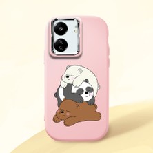 HONTINGA Poco C65 ile Uyumlu Kılıfı Kamera Korumalı Düşüme Önleyici Basitlik Pembe Yumuşak Silikon Telefon Kılıfı Ayı Desenli K4-0225