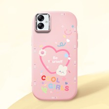 HONTINGA Samsung Galaxy A04E ile Uyumlu Kılıfı Kamera Korumalı Düşüme Önleyici Basitlik Pembe Yumuşak Silikon Telefon Kılıfı Kalp Desenli K4-0226