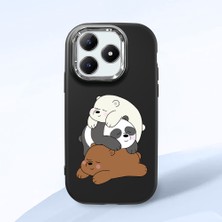 HONTINGA Realme C63 ile Uyumlu Kılıfı Kamera Korumalı Düşüme Önleyici Basitlik Siyah Yumuşak Silikon Telefon Kılıfı Ayı Desenli K4-0225