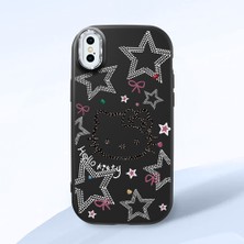 HONTINGA iPhone Xs Max ile Uyumlu Kılıfı Kamera Korumalı Düşüme Önleyici Basitlik Siyah Yumuşak Silikon Telefon Kılıfı Hello Kitty Desenli K4-0227