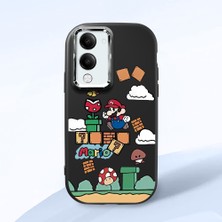 HONTINGA Vivo Y04 ile Uyumlu Kılıfı Kamera Korumalı Düşüme Önleyici Basitlik Siyah Yumuşak Silikon Telefon Kılıfı Mario Desenli K4-0181