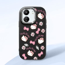 HONTINGA Redmi 13C ile Uyumlu Kılıfı Kamera Korumalı Düşüme Önleyici Basitlik Siyah Yumuşak Silikon Telefon Kılıfı Hello Kitty Desenli K4-0182