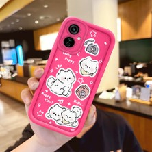 HONTINGA Tecno Camon 19 Neo ile Uyumlu Kılıfı Düşüme Önleyici Basitlik Anti Düşme Kamera Korumali Şirin Kedi Desen Gül Kırmızı Yumuşak Silikon Telefon Kılıfı Kadın ve Erkek Için Uygundur K8-0087