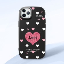 HONTINGA iPhone 11 Pro Max ile Uyumlu Kılıfı Kamera Korumalı Düşüme Önleyici Basitlik Siyah Yumuşak Silikon Telefon Kılıfı Kalp Desenli K4-0228