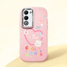 HONTINGA Oppo A5 ile Uyumlu Kılıfı Kamera Korumalı Düşüme Önleyici Basitlik Pembe Yumuşak Silikon Telefon Kılıfı Kalp Desenli K4-0226