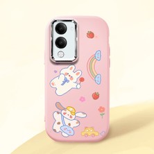 HONTINGA Vivo Y04 ile Uyumlu Kılıfı Kamera Korumalı Düşüme Önleyici Basitlik Pembe Yumuşak Silikon Telefon Kılıfı Kalp Desenli K4-0183