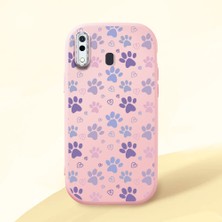 HONTINGA Samsung Galaxy A20 ile Uyumlu Kılıfı Kamera Korumalı Düşüme Önleyici Basitlik Pembe Yumuşak Silikon Telefon Kılıfı Kedi Desenli K4-0184