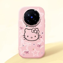 HONTINGA Vivo X200 Pro ile Uyumlu Kılıfı Kamera Korumalı Düşüme Önleyici Basitlik Pembe Yumuşak Silikon Telefon Kılıfı Hello Kitty Desenli K4-0227