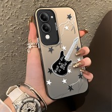 HONTINGA Vivo Y04 ile Uyumlu Kılıfı Silikon Kenar Sert Arka Düşüme Önleyici Basitlik Anti Düşme Kamera Korumali Gitar Desen Telefon Kılıfı Kadın ve Erkek Için Uygundur K1-0849