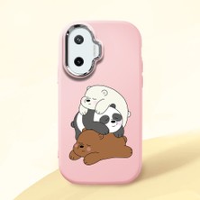 HONTINGA Xiaomi Poco F7 ile Uyumlu Kılıfı Kamera Korumalı Düşüme Önleyici Basitlik Pembe Yumuşak Silikon Telefon Kılıfı Ayı Desenli K4-0225
