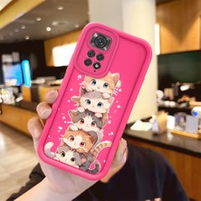 HONTINGA Redmi Note 11S ile Uyumlu Kılıfı Düşüme Önleyici Basitlik Anti Düşme Kamera Korumali Şirin Kedi Desen Gül Kırmızı Yumuşak Silikon Telefon Kılıfı Kadın ve Erkek Için Uygundur K8-0086