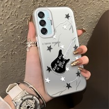 HONTINGA Samsung Galaxy M15 ile Uyumlu Kılıfı Silikon Kenar Sert Arka Düşüme Önleyici Basitlik Anti Düşme Kamera Korumali Gitar Desen Telefon Kılıfı Kadın ve Erkek Için Uygundur K1-0849