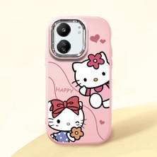 HONTINGA Redmi 13C ile Uyumlu Kılıfı Kamera Korumalı Düşüme Önleyici Basitlik Pembe Yumuşak Silikon Telefon Kılıfı Kitty Desenli K4-0224