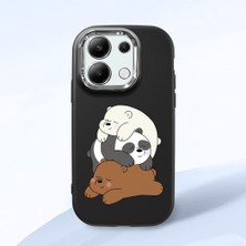 HONTINGA Redmi Note 13 4g ile Uyumlu Kılıfı Kamera Korumalı Düşüme Önleyici Basitlik Siyah Yumuşak Silikon Telefon Kılıfı Ayı Desenli K4-0225