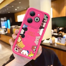 HONTINGA Infinix Smart 8 Pro ile Uyumlu Kılıfı Düşüme Önleyici Basitlik Anti Düşme Kamera Korumali Şirin Karikatür Desen Gül Kırmızı Yumuşak Silikon Telefon Kılıfı Kadın ve Erkek Için Uygundur K8-0091