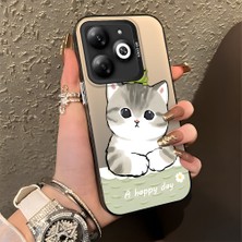 HONTINGA Tecno Spark 20 ile Uyumlu Kılıfı Silikon Kenar Sert Arka Düşüme Önleyici Basitlik Anti Düşme Kamera Korumali Kedi Desen Telefon Kılıfı Kadın ve Erkek Için Uygundur K1-0852