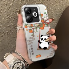 HONTINGA Infinix Smart 8 ile Uyumlu Kılıfı Silikon Kenar Sert Arka Düşüme Önleyici Basitlik Anti Düşme Kamera Korumali Kedi Panda Telefon Kılıfı Kadın ve Erkek Için Uygundur K1-0846
