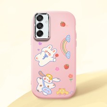 HONTINGA Samsung Galaxy M15 ile Uyumlu Kılıfı Kamera Korumalı Düşüme Önleyici Basitlik Pembe Yumuşak Silikon Telefon Kılıfı Kalp Desenli K4-0183