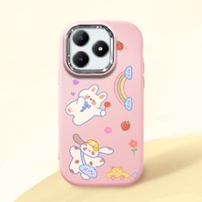 HONTINGA Realme C61 ile Uyumlu Kılıfı Kamera Korumalı Düşüme Önleyici Basitlik Pembe Yumuşak Silikon Telefon Kılıfı Kalp Desenli K4-0183