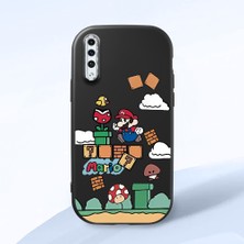 HONTINGA Samsung Galaxy A50S ile Uyumlu Kılıfı Kamera Korumalı Düşüme Önleyici Basitlik Siyah Yumuşak Silikon Telefon Kılıfı Mario Desenli K4-0181