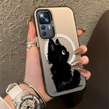 HONTINGA Xiaomi Mi 12T Pro ile Uyumlu Kılıfı Silikon Kenar Sert Arka Düşüme Önleyici Basitlik Anti Düşme Kamera Korumali Kedi Desen Telefon Kılıfı Kadın ve Erkek Için Uygundur K1-0850