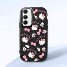 HONTINGA Samsung Galaxy A35 ile Uyumlu Kılıfı Kamera Korumalı Düşüme Önleyici Basitlik Siyah Yumuşak Silikon Telefon Kılıfı Hello Kitty Desenli K4-0182