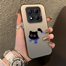 HONTINGA Xiaomi Redmi Note 14 Pro ile Uyumlu Kılıfı Silikon Kenar Sert Arka Düşüme Önleyici Basitlik Anti Düşme Kamera Korumali Kedi Desen Telefon Kılıfı Kadın ve Erkek Için Uygundur K1-0845