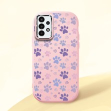 HONTINGA Samsung Galaxy A13 ile Uyumlu Kılıfı Kamera Korumalı Düşüme Önleyici Basitlik Pembe Yumuşak Silikon Telefon Kılıfı Kedi Desenli K4-0184