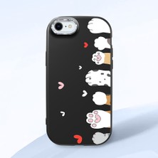 HONTINGA iPhone 8 ile Uyumlu Kılıfı Kamera Korumalı Düşüme Önleyici Basitlik Siyah Yumuşak Silikon Telefon Kılıfı Kedi Desenli K4-0184