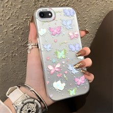 HONTINGA iPhone 7 ile Uyumlu Kılıfı Silikon Kenar Sert Arka Düşüme Önleyici Basitlik Anti Düşme Kamera Korumali Küçük Kelebek Desen Telefon Kılıfı Kadın ve Erkek Için Uygundur K1-0851
